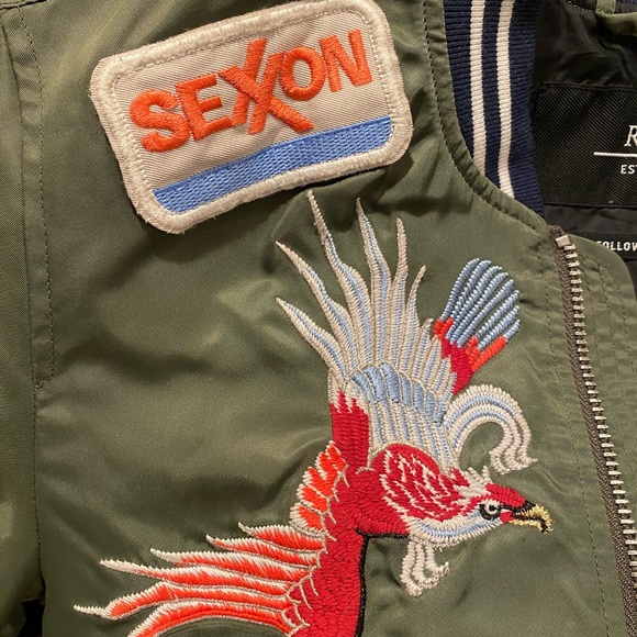 **LIKE NEW** REPLAY Embroidered Bomber Jacket with Patchwork. Size M. - Picture 4 of 9